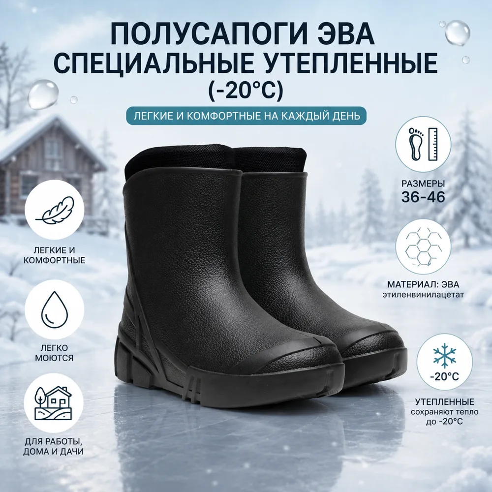 Полусапоги ЭВА специальные утеплённые до −20°C